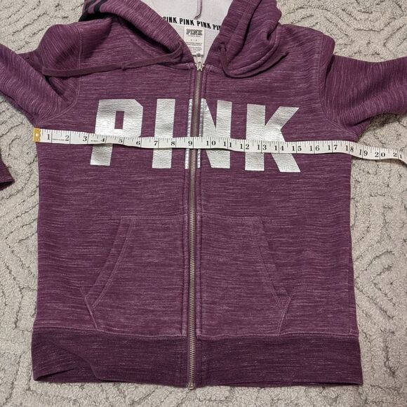 PINK Purple heather hoodie with front decor size Small @L - Picture 4 of 9